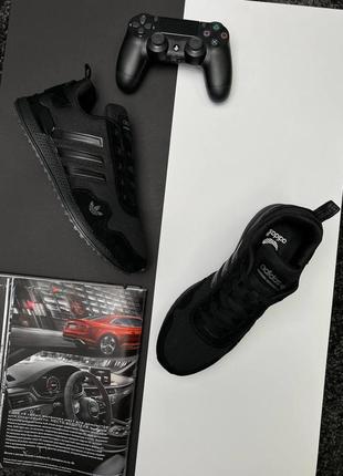 Черные мужские кроссовки adidas сетка весна/лето