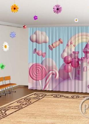 Фото штори в дитячий садок на випускний "цукерковий замок" - будь-який розмір