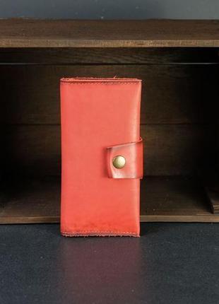 Шкіряний гаманець berty 18см, шкіра італійський краст, колір червоний1 фото