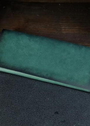 Кожаный кошелек, клатч "молодежный", кожа краст, цвет зеленый1 фото