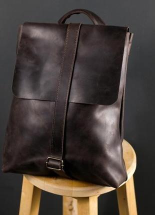 Женский кожаный рюкзак "трансформер", винтажная кожа, цвет шоколад2 фото