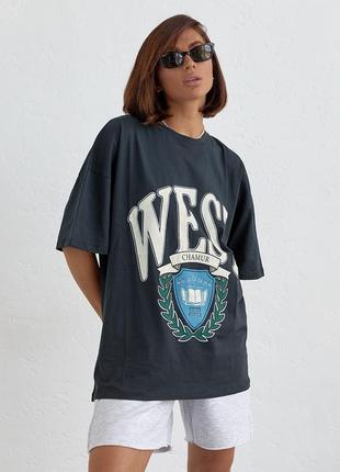 Хлопковая оверсайз-футболка с надписью west