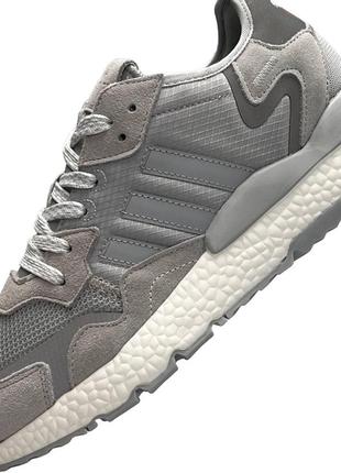 Мужские белые кроссовки adidas nite jogger gray  / мужские весна-лето кроссовки adidas серые8 фото