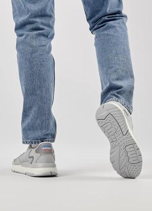 Мужские белые кроссовки adidas nite jogger gray  / мужские весна-лето кроссовки adidas серые9 фото