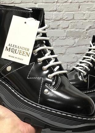 Alexander mcqueen black winter boots, зимові жіночі черевики маквины з хутром