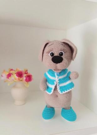 Іграшка сірий собака дружок гачком, ручна робота