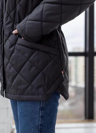 Весенняя/осенняя черная стеганая женская куртка (безрукавка)5 фото