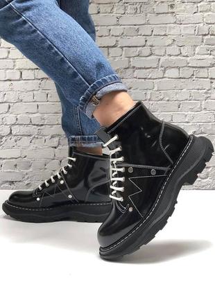 ❄️🖤🌼alexander mcqueen black white winter boots🌼🖤❄️жіночі зимові черевики олександр маквин