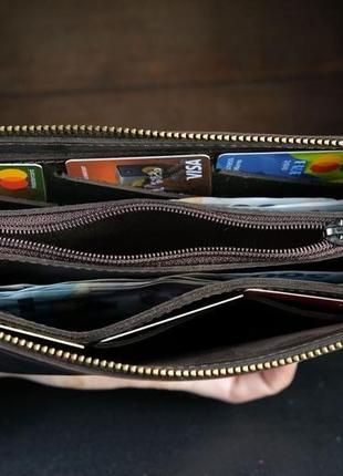 Шкіряний гаманець тревел, шкіра crazy horse, колір шоколад3 фото