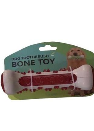 Зубна щітка іграшка для собак dog toothbrush-bone еластична гумова кістка для чищення зубів8 фото