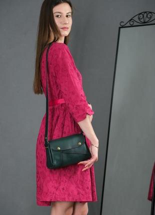 Шкіряна жіноча сумочка френкі, шкіра італійський краст, колір зелений1 фото