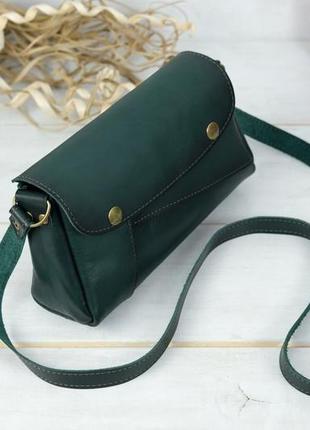 Кожаная женская сумочка френки, кожа итальянский краст, цвет зеленый3 фото