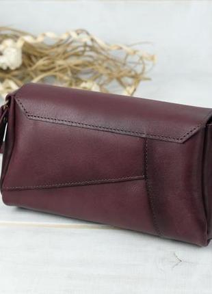 Кожаная женская сумочка френки, кожа итальянский краст, цвет бордо5 фото
