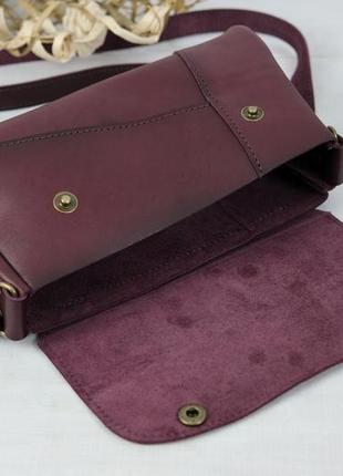 Шкіряна жіноча сумочка френкі, шкіра італійський краст, колір бордо6 фото