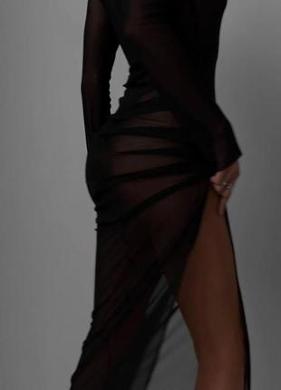 Женское прозрачное платье-сетка, летнее романтическое вечернее однотонное2 фото