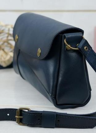 Шкіряна жіноча сумочка френкі, шкіра італійський краст, колір синій4 фото