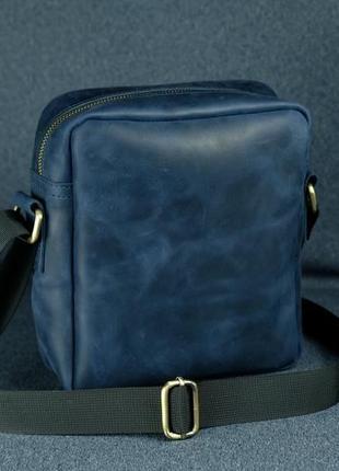 Чоловіча шкіряна сумка "метью",  вінтажна шкіра, колір синій1 фото