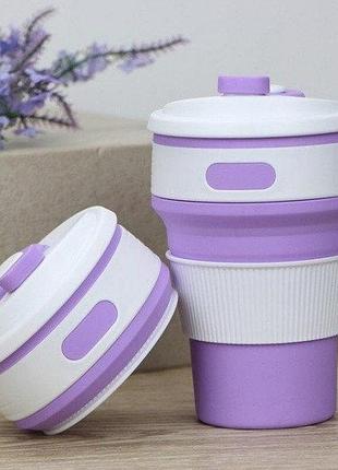 Стакан складной силиконовый с крышкой. силиконовый складной стаканчик silicon magic cup 350мл