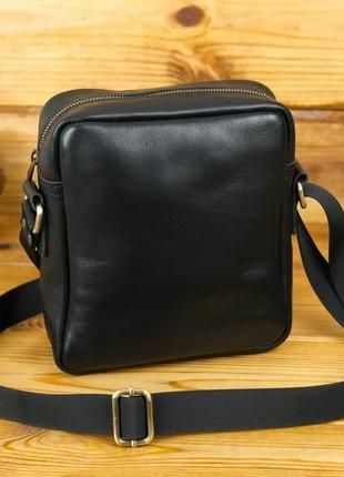 Чоловіча шкіряна сумка "метью", гладка шкіра, колір чорний2 фото