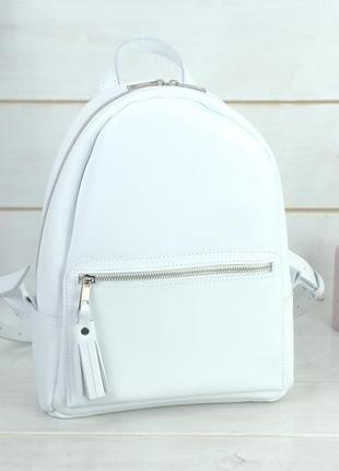 Женский кожаный рюкзак "лимбо", размер большой, гладкая кожа, цвет белый1 фото
