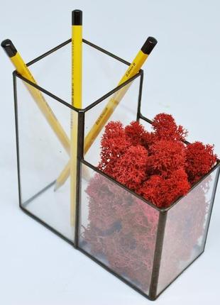 Скляний органайзер, карандашница (мосариум) під олівці і ручки1 фото