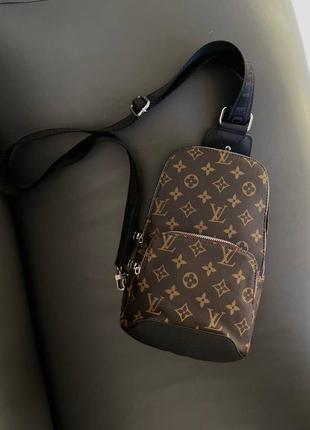 Мужская сумка louis vuitton avenue sling brown black1 фото