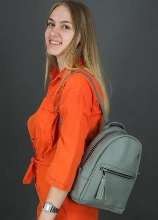 Женский кожаный рюкзак "лимбо", размер мини, матовая кожа grand, цвет серый1 фото