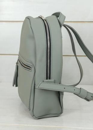 Женский кожаный рюкзак "лимбо", размер мини, матовая кожа grand, цвет серый4 фото