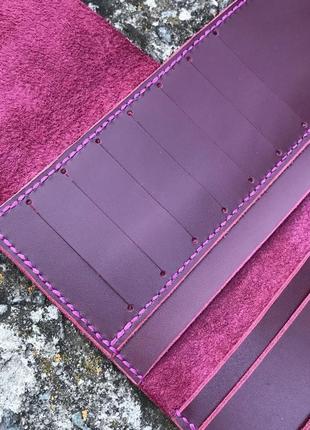 Кожаный кошелёк/органайзер для денег,карт фиолетового цвета2 фото