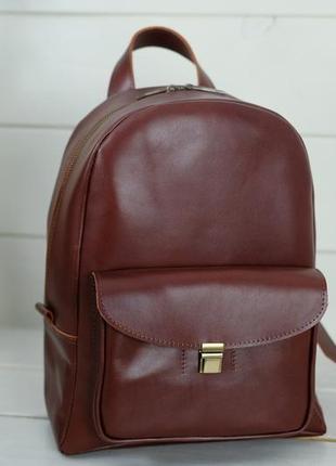 Женский кожаный рюкзак "стамбул", кожа итальянский краст, цвет вишня1 фото