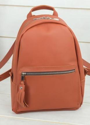 Женский кожаный рюкзак "лимбо", размер мини, матовая кожа grand, цвет коньяк2 фото
