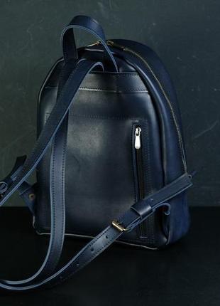 Жіночий шкіряний рюкзак "лімбо", розмір середній італійський краст колір  синій4 фото