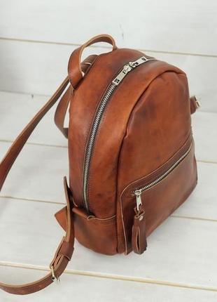 Жіночий шкіряний рюкзак "лімбо", розмір середній італійський краст колір  вишня2 фото