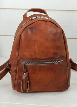 Женский кожаный рюкзак "лимбо", размер средний, кожа итальянский краст, цвет вишня1 фото