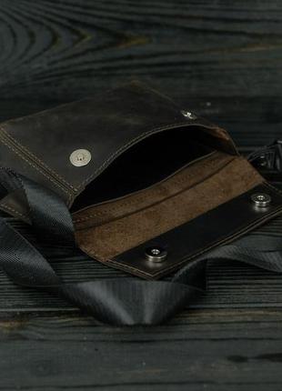 Женская кожаная сумка-бананка пазл №1, натуральная винтажная кожа, цвет шоколад4 фото
