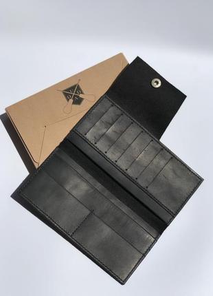 Кожаный кошелёк/органайзер для денег,карт чёрного цвета унисекс2 фото