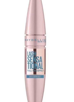 Водостійка туш для вій maybelline new york lash sensational full fan effect waterproof, black, 9.5 мл1 фото