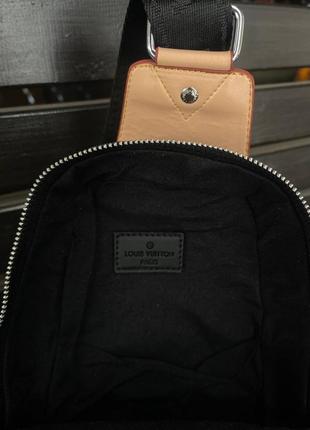 Чоловіча сумка louis vuitton avenue sling  brown ( чорний ремінь)2 фото
