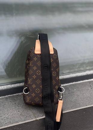 Чоловіча сумка louis vuitton avenue sling  brown ( чорний ремінь)3 фото