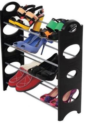 Полиця для взуття shoe rack (4 полиці, 12 пар) стійка для зберігання взуття