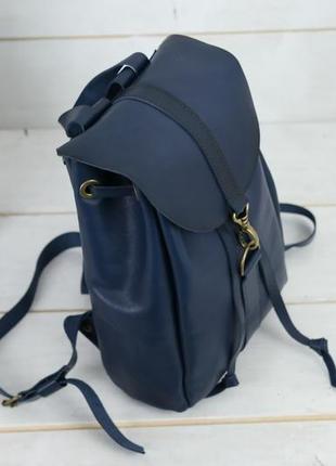 Женский кожаный рюкзак "киев", размер мини, кожа итальянский краст, цвет синий3 фото
