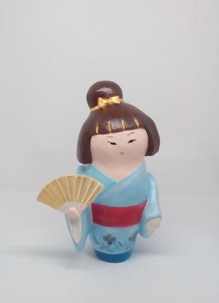 Японка з віялом лялька кокеши1 фото
