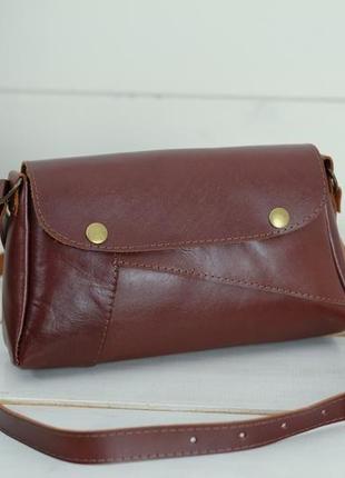 Кожаная женская сумочка френки, кожа итальянский краст, цвет  вишня