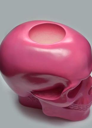 Розовый череп с отверстием. подставка-органайзер, сувенир для декора4 фото