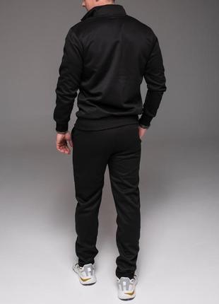 Чорний чоловічий спортивний костюм без капюшона7 фото