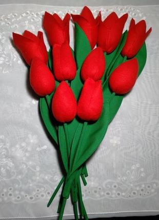 Текстильные тюльпаны "тильда" из флиса. оригинальный подарок.7 фото