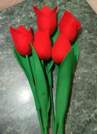 Текстильные тюльпаны "тильда" из флиса. оригинальный подарок.5 фото