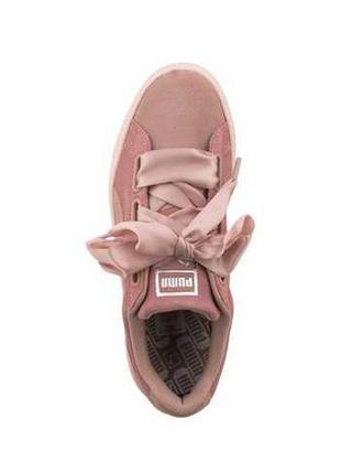 Кросiвки кеди puma suede heart рожевi з атласними бантами