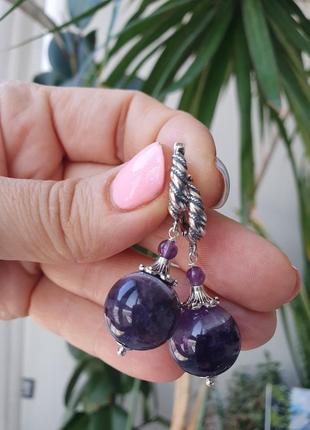 Сережки срібні "аметист".2 фото