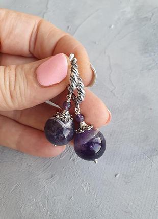 Сережки срібні "аметист".4 фото